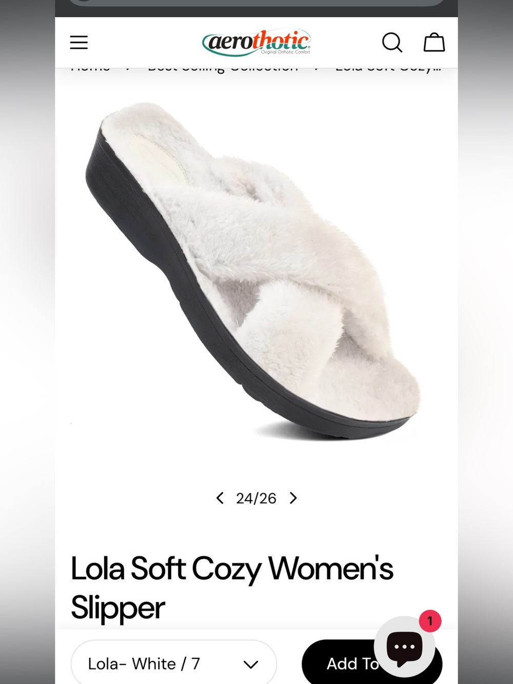 Lola Soft Cozy Women's Slipper - White. Size 40